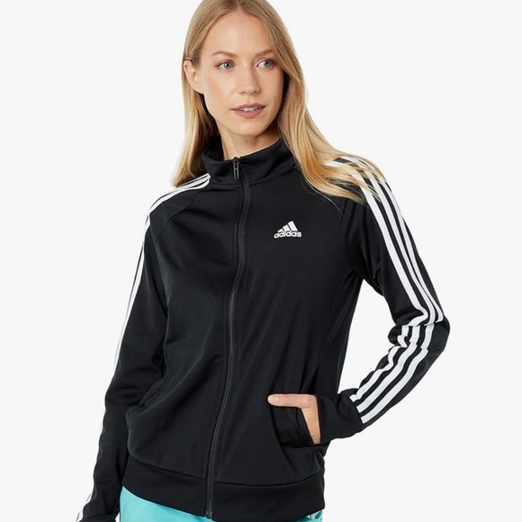 adidas Jackets & Blazers - Adidas Black Jacket with White Stripes
